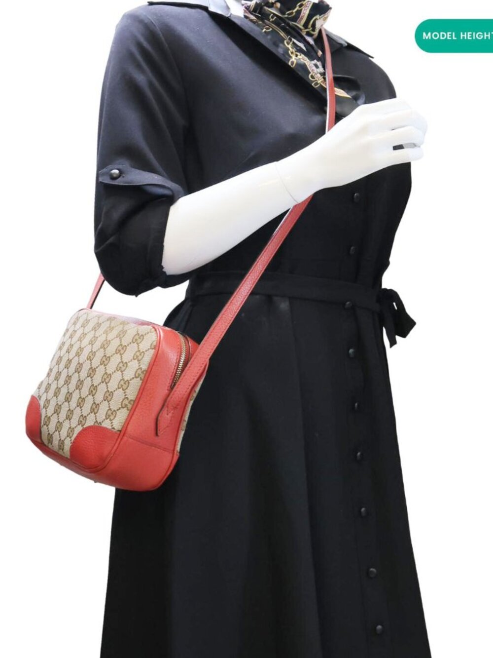 Gucci  Bree GG Canvas Leather Crossbody Bag Red 449413 - Picture 2 of 15